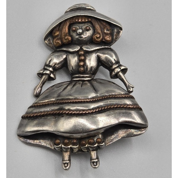 Vintage Margot de Taxco Sterling Silver Brooch Girl Pin Mexico - Picture 8 of 9
